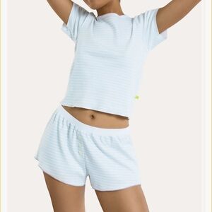 Cozyland Short Pajama Set in Sleepy Stripe